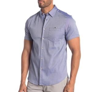 Ted Baker Men's Wallo Shirt Oxford Short Sleeve Blue size Large Casual
